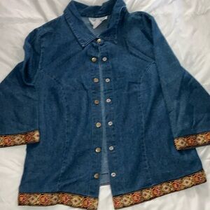 Delta Burke Blue Denim Jacket with Colorful Embroidery